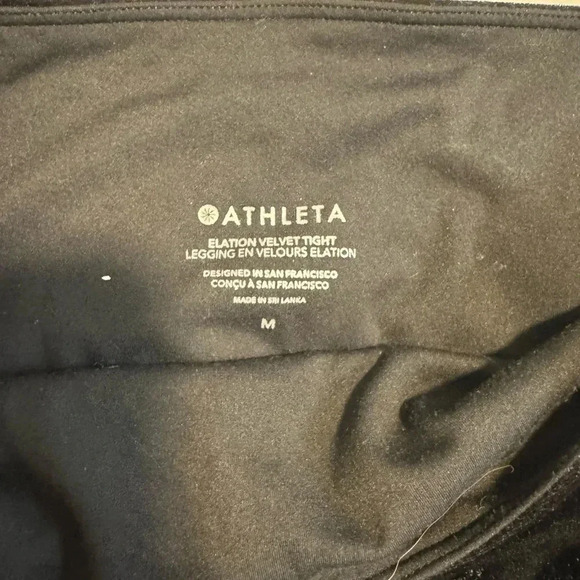 Athleta Elation Velvet Tight Leggings Women Size Medium Black Stretch 511387 - Picture 7 of 14